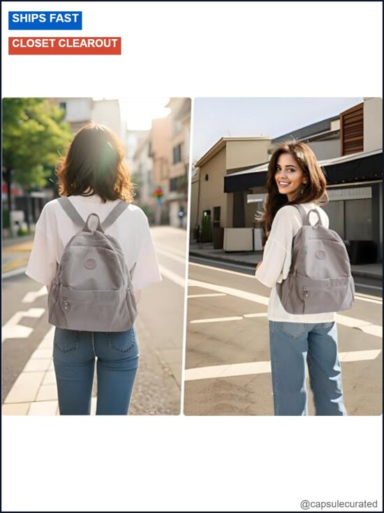 Water-Resistant Nylon Mini Backpack Purse for Women Anti-Theft Travel Daypack